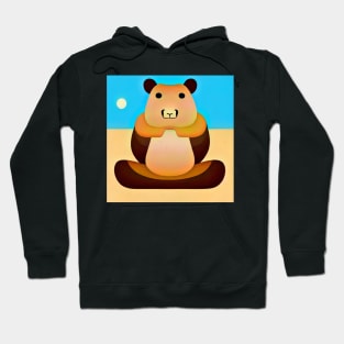 Capybara Bear Zen Monk Vector Illustration sitting in meditation Hoodie